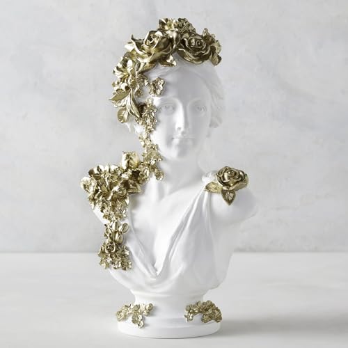 Busto Decorativo Dorado Floral de Resina Elegante Z Gallerie