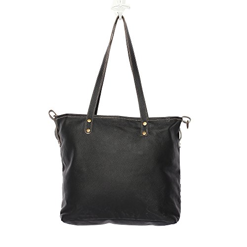 Myra Bag Black & White Shade Cowhide & Leather Tote Bag S-1167, Brown, One Size4