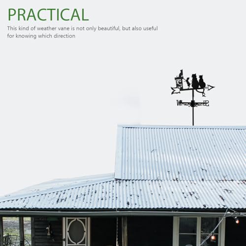 Metal Cat Series Weather Vane Iron Black Weathervane Roof Bracket Wind Direction Indicator for Farmhouse Rooftop Garden Lawn Decor (Cat 10)