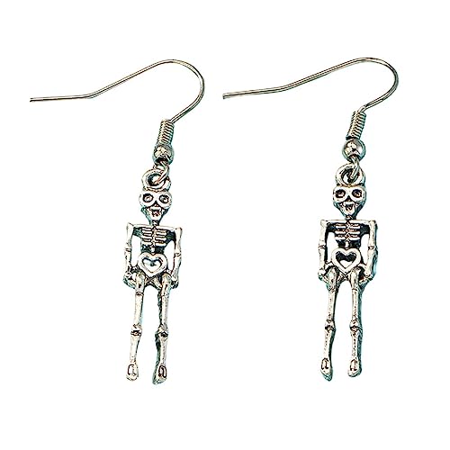 Pendientes de aro de plata para mujer, aretes con colgante retro únicos divertidos y de Halloween (1 par) para niñas, talla única, Metal