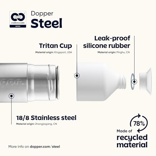 Dopper Steel 350ml Water Bottle, Stainless Steel Bottle, Reusable BPA Free 18/8 Stainless Steel Bottle - Image 4