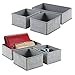 mDesign Juego de 6 cajas organizadoras de tela – Los organizadores para cajones y armarios ideales – Versátiles cestas de tela – Color: gris