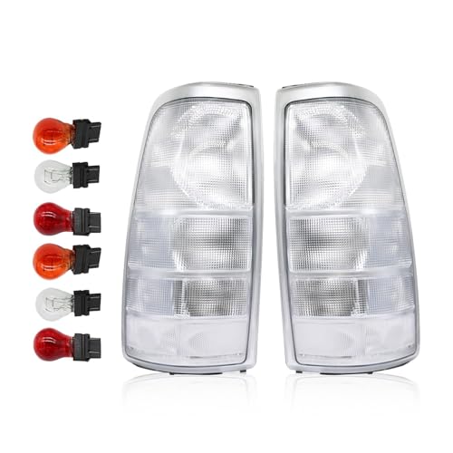 Yunnergo Clear Tail Light Assembly Compatible with 1999-2002 Silverado 1500 2500/1999-2007 Sierra 1500 2500 3500 Driver and Passenger Side White Taillights Rear Light