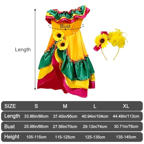 Disfraz de flamenca española para niña con diseño girasol miniatura 7