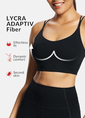 Image of baleaf everleaf Women's Sports Bra Longline, Molded Cup Yoga Bra Thin Strap Low Impact Workout Crop Tank Tops