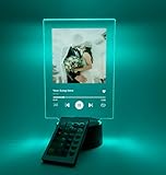 MIRROR MANIA Custom Personalized Photo Song Frame Lyrics Music Scan Code to Phone Album Cover Picture LED Light Up Stand Anniversary Wedding Couple Girlfriend Boyfriend Family Lamp 16 Colors & Remote