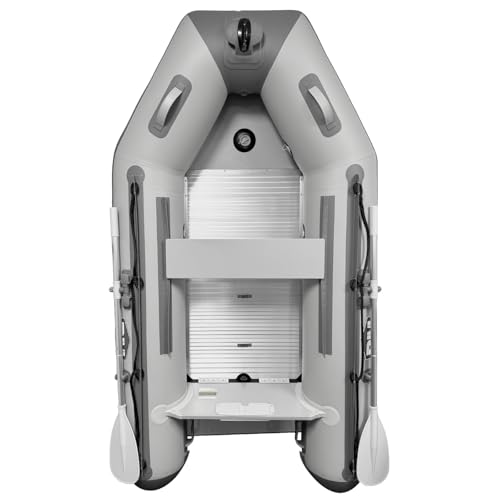 BEYOND MARINA 8.2ft Inflatable Boat - 2 Person Inflatable Dinghy Boat for Adults 5 Horsepower Heavy Duty Fishing Boat with Aluminum Oars, Floor Panels