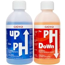 Hydroponics pH Up Down Solution pH Control Kit,pH Adjuster for Hydroponic, Aquaponic, Balance Nutrient Solution, Include pH Test Strips8.45oz/250ml