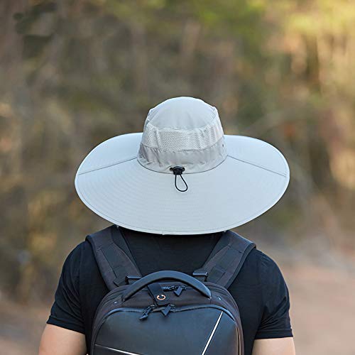 Bestsmile Chapéu de pescador ao ar livre, verão, homem, chapéu grande, aba larga, chapéu impermeável