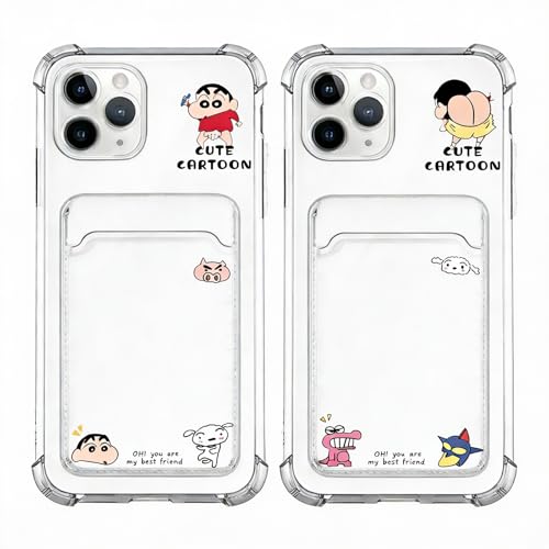 �N���������񂿂�� iPhone17 �p�� �P�[�X �J�o�[ �J�[�h�z���_�[ �ω�? �y�� �J�[�h���[ ���� �A�j�� �L�����N�^�[ �ی� ���x �f�U�C�� (Style-2, iPhone17)
