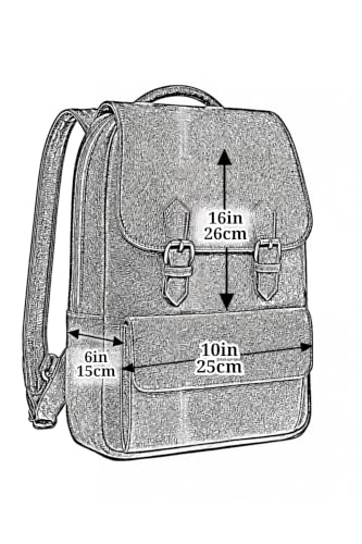 Image of Full-Grain Natural Genuine Pure Leather Laptop Backpack Bags for Mens Man and Women College Office Use Daypack Travel 16 Inch, Size: H-16 X L- 10 X W- 5 Inches