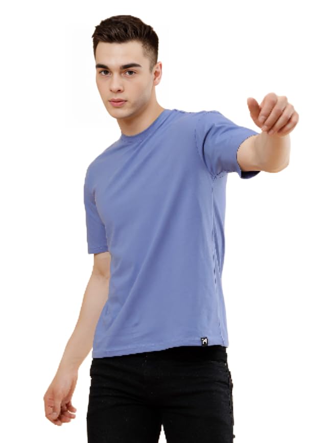 Image of POCKMAN Oversized Fit Mens Round Neck Cotton Blend Half Sleeve Plain T-Shirts.