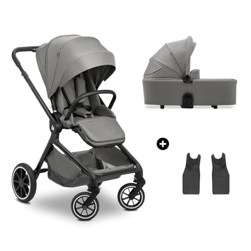 Hauck Move N Care Set Carrito Bebe 2 En 1 - Carro Con Capazo Grande Desde El Nacimiento Hasta 22 Kg, Silla De Paseo Ligera Reversible Y Reclinable, Suspensión, Protección Uv 50 , Cesta Xl - Gris
