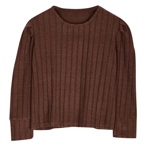 Kids Girls Ribbed Pullover Sweater Teen Solid Crew Neck Long Sleeve Comfy Casual Blouse Tops 2025 Fall Trendy Tees2
