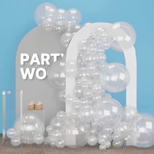 Image of PartyWoo Clear Balloons 100pcs Different Sizes of 18 12 10 5 Inch Transparent Balloon Arch Kit for Graduation Wedding Baby Shower Bridal Shower Anniversary Birthday Party Decorations Clear-Y2