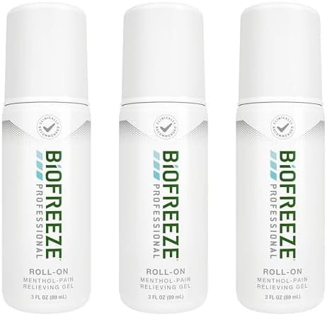 Biofreeze Professional Pain Relief Roll-On, Menthol Gel, 3 FL OZ (3 Pack)