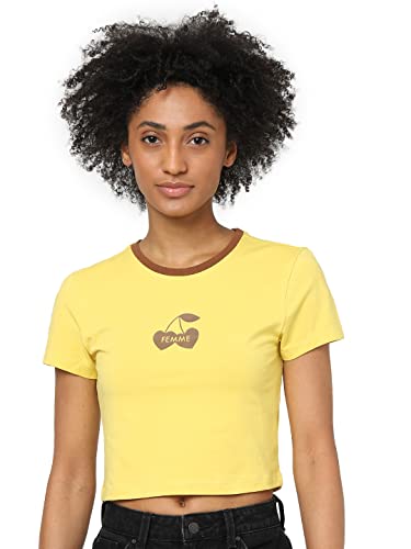 Image of ONLY Women's Cotton Blend Regular Fit T-Shirt