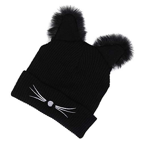 Fityle Mulheres Inverno Malha Chapéu Gorro Chapéu Ski Slouch Cap Orelhas De Gato Bonito Quente