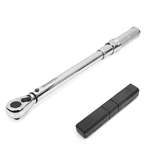 WORKPRO 3/8-Inch Drive Click, Adjustable Ratchet Torque Wrench (50-250 ft.-lb. / 6-30 Nm) with Storage Case - for Road/Mountain Bikes & Motorcycle, Ergonomic Grip
