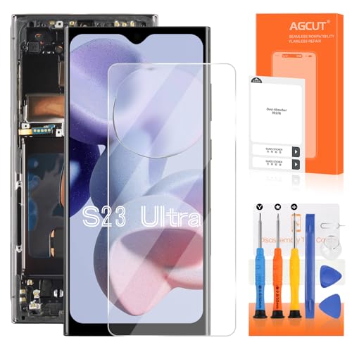 OLED for Samsung Galaxy S23 Ultra Screen Replacement for Display Samsung S23 Ultra LCD SM-S918B SM-S918U LCD Digitizer Touch Screen Assembly with Frame (US Version Support Fingerprint)