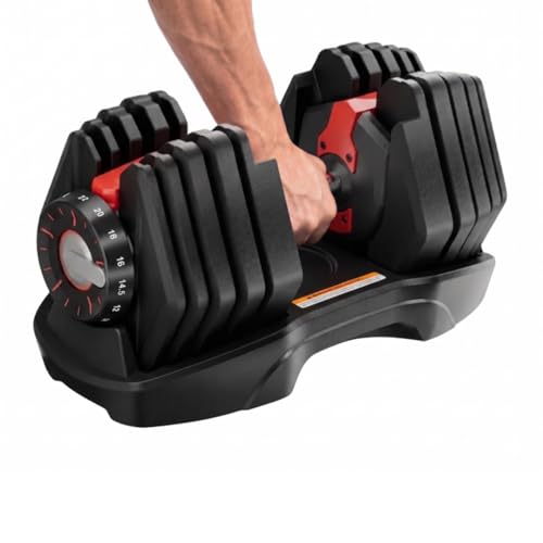 Burnlab Edge Plus Adjustable Dumbbells With Tray, Dumbbells with Anti-Slip Handle for Exercise & Fitness, Easy Weight Adjustment for Full Body Workout Fitness (Side Rotation, 2.5 to 24 KG (Single)
