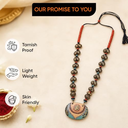 Image of Handcrafted Tribal Dhokra & Floral Charm Necklace Collection | Artisan Brass, Glass & Contemporary Statement Necklaces for Women | Ethnic, Elegant & Artistic Jewelry