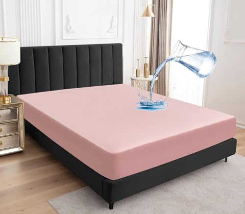 Image of Zippered Mattress Topper 72 inchx35 inchx8 inch Terry Cotton Waterproof Mattress Protector | Dust Mite Proof, Bed Bug Protection Mattress Cover for Single Bed Size with 8 inch Drop (72x35x8,Pink)