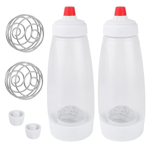 2 Pezzi Bottiglia per Distributore di Pastella per Pancake, Bottiglia di Spremitura del Pancake in Plastica Leggera con Scala di Misurazionea, Dosatore per Pastella 1000ML, per Waffle Crêpe Muffin e W