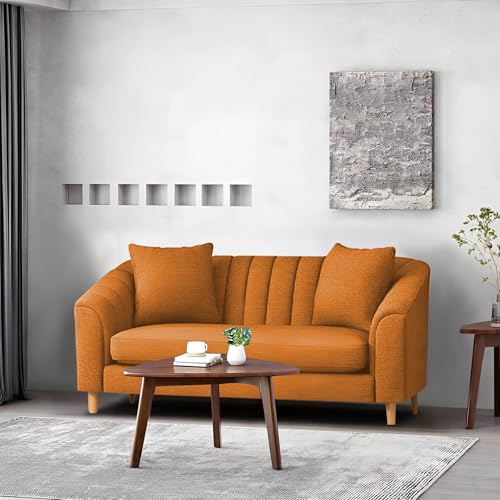 Image of Casaliving Doraldo 2 Seater Sofa Set for Living Room (Orange Colour) Premium Fabric Sofa