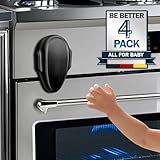 Oven Lock Child Safety (4 Pack), Kitchen Safety Oven Door Lock for Babies & Kids, Stove Child Proof, Childproof Oven Locks for Toddlers, Easy to Install, Upgrade Heat-Resistant Material (Black)
