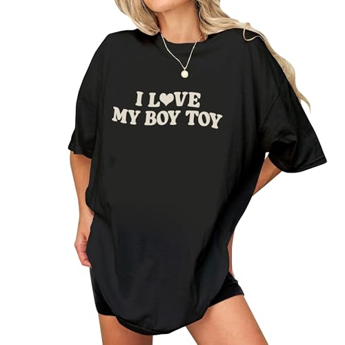 I Love My Boy Shirt for Girlfriend - Valentines Boyfriend Shirt for Girls - Funny Flirty Valentines Day Shirts for Women I Love My Boyfriend Tshirt Couple (Black-XL)