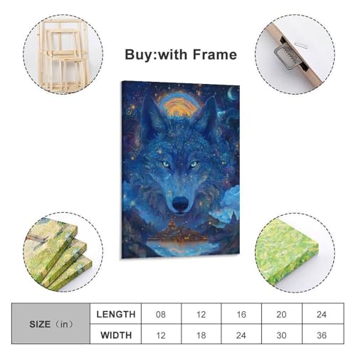 Loup Murale Décoration : Peinture sur Toile pour Habiller un Mur Vide 40x60