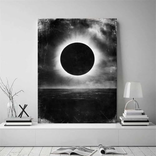 Toile éclipse noir et blanc cadre inclus pour mur vide - 2