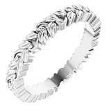 DIMAYA FINE JEWELRY 14K White Gold Nature-Inspired Leaf Wedding Band Size 7