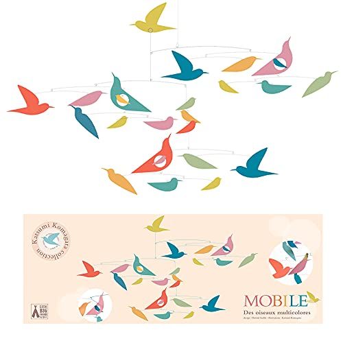 Image of DJECO Colorful Bird Mobile - Calming Movement & Visual Stimulation for Newborns, Preschooler or Kids - Cute Design and Easy to Assemble Decor for Bedroom, Nursery or Gifts - Multi