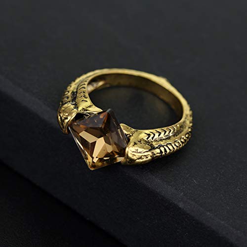 Maiweixi Crystal Horcrux Ring Resurrection Stone Retro Bronze With Regal Displays Elegant Rosewood Ring Box (Grey) #TOP1