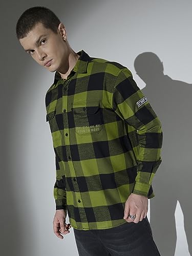 Image of Hubberholme Men's Oversized Checked Full Sleeve Flannel Shirt