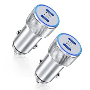 USB C Fast Car Charger iPhone 15[2 Pack],Dual PD Port Cigarette Lighter Plug Smallest Flush Fit 40W Car Charger Adapter Fast Charging for iPhone 15/14/13/Samsung Galaxy S23/S22/A51/Android/iPad Pro