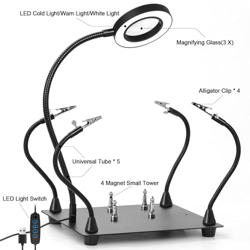 Soldering Helping Hands, Soldering Station with 3X LED Magnifying Glass - Image 4