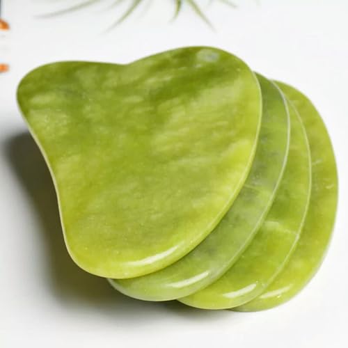Lot de 5 Planches de Massage Gua Sha en Jade serpentin Naturel, Outil de grattage en Cristal