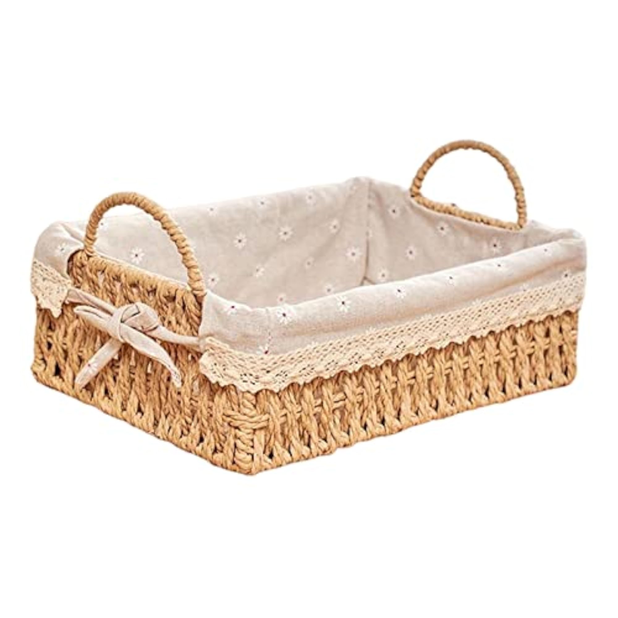 Woven Storage Baskets for Food Serving, Rectangle Design