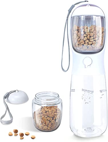 Dog Water Bottle, Southern Home Farm Portable Pet Water Bottle with Food Container, Outdoor Portable Water Dispenser for Dog, Cat, Puppy and Other Pets for Walking, Hiking, Travel (White, 19 oz)
