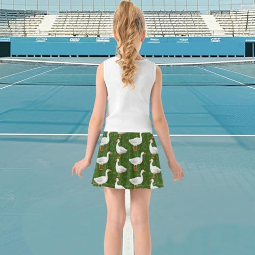 visesunny Girl's Golf Skirt Athletic Cartoon Goose Green Tennis Skort Sport Activewear with Double Layer Pockets3