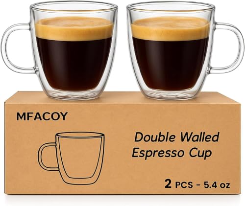 Mfacoy Glass Double Wall Insulated Espresso Cups...