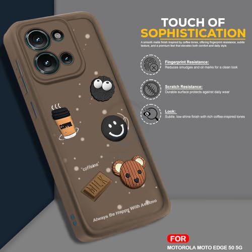 Image of AESTMO Back Case Cover for Motorola Moto Edge 50 5G Cover | Cute Fun Cartoon 3D Ball | Coffee Silicone Case | Full Body Protection | Camera Protection Back Cover for Motorola Moto Edge 50 5G (Brown)