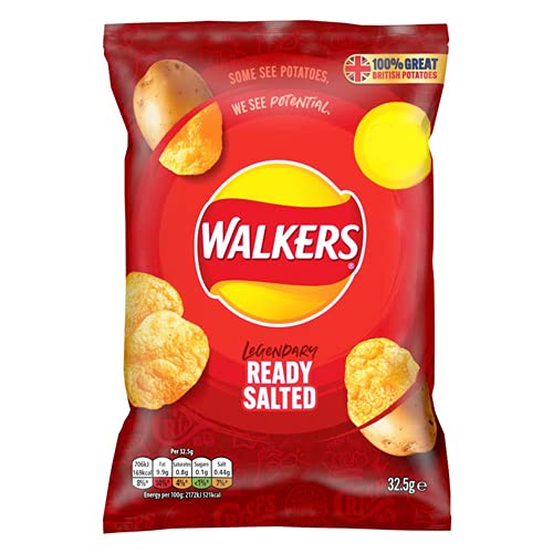 Image of Walkers Ready Salted Crisps, Pack of 32 x 32.5 g