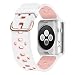UMTELE Soft Silicone Replacement Band Sport Strap with Ventilation Holes for Apple Watch Nike+,Series 3, Series 2, Series 1, Sport, Edition, White/Pink