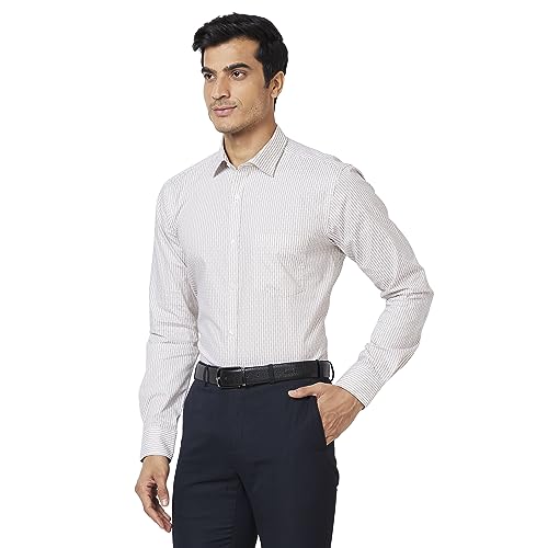 Image of Park Avenue Men's Pure Cotton Stripe Pattern Slim Fit Semi Cutaway Collar Full Sleeve Formal Shirt
