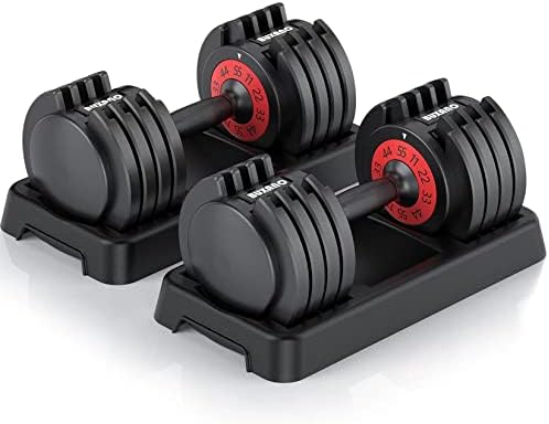 Adjustable Dumbbell 55LB 5 In 1 Single Dumbbell for Men and Women Multiweight Options Dumbbell with Anti-Slip Nylon Handle Fast Adjust Weight for Home Gym Full Body Workout Fitness