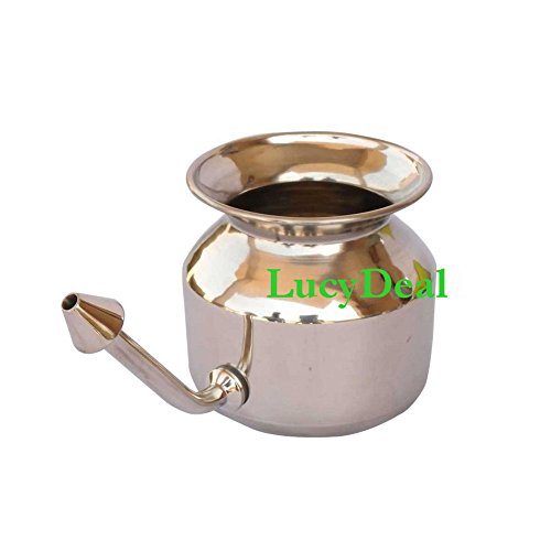 LucyDeal Prime Surgicals Stainless Steel Premium Quality Ayurvedic Jala Neti Pot for Sinus Congestion - Improved Tip Design